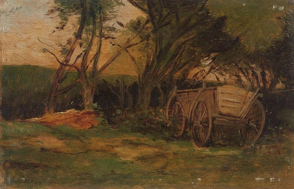 Il carro del contadino sotto gli alberi